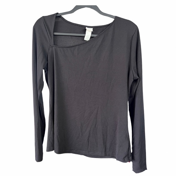 ✨NWOT✨ H&M Long-sleeved Asymmetric Neckline Jersey Top Size L - Picture 2 of 10